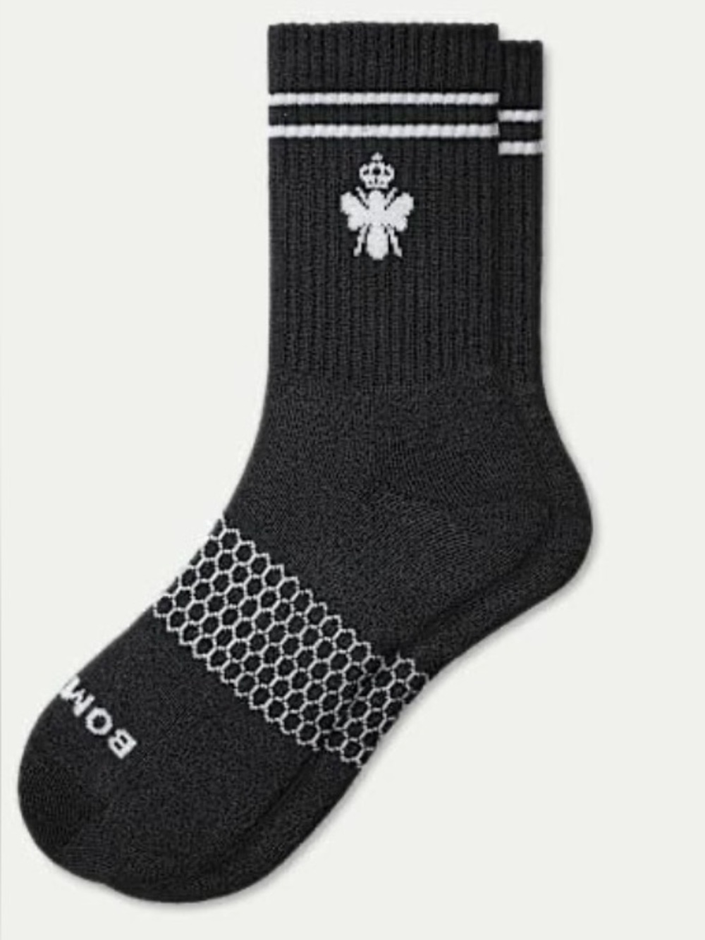 4 PACK Men's Black Large Bombas Athletic Crew Socks with White Accent